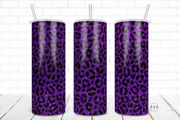 20oz Skinny Tumbler Purple Leopard PNG
