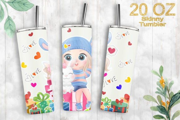 20oz Tumbler Bunny and Girl Sublimation
