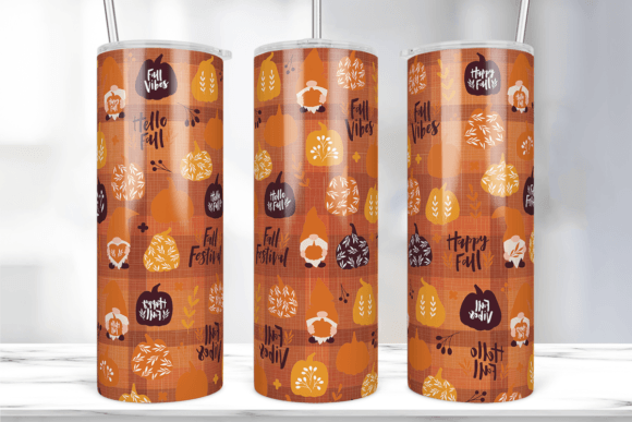 Autumn Pumpkin Leaf Gnome Tumbler Wrap