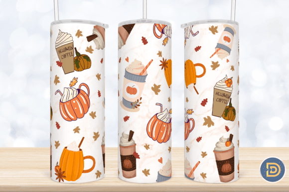 Autumn Pumpkins Coffee Tumbler Wrap