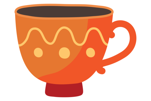 Ceramic Cup Icon. Cartoon Funny Porcelai