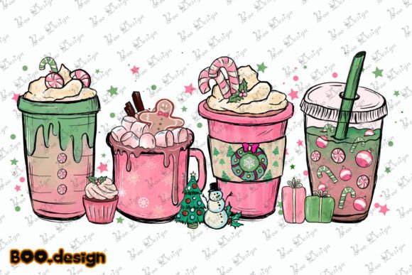 Christmas Chocolate Coffee Pink Cup PNG