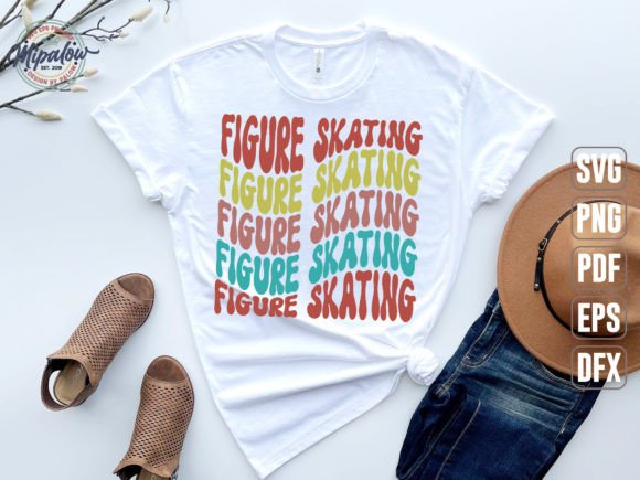 Figure Skating SVG, Wavy Text