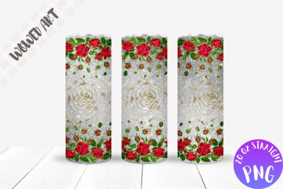 Glitter Roses 20 Oz Skinny Tumbler Wrap