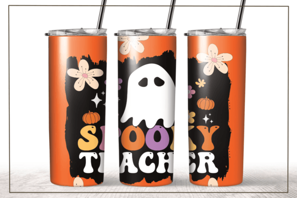 Groovy Ghost Spooky Teacher Tumbler Wrap