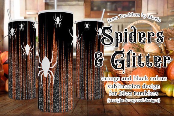 Halloween Orange Black Glitter Tumbler