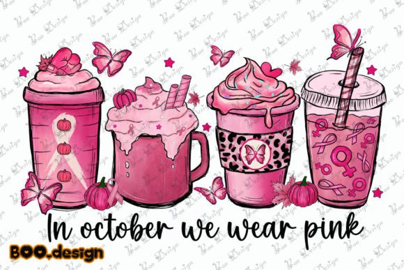 In October We Wear Pink Coffee Cup PNG