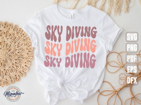 Sky Diving SVG, Wavy Text