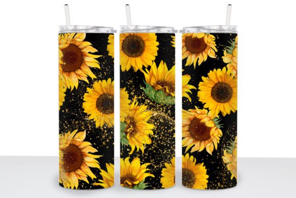 Sunflower Glitter 20oz Skinny Tumbler