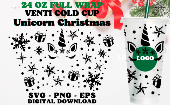 Unicorn Christmas Wrap Venti Cold Cup